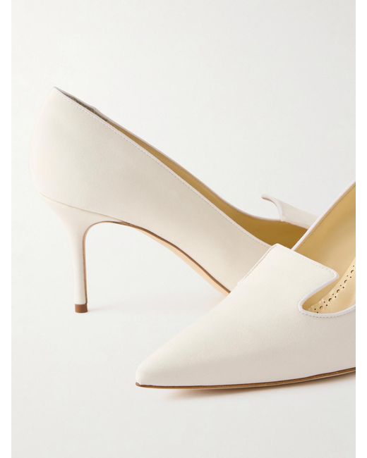 Manolo Blahnik Natural Ralypla 70 Crepe De Chine Pumps