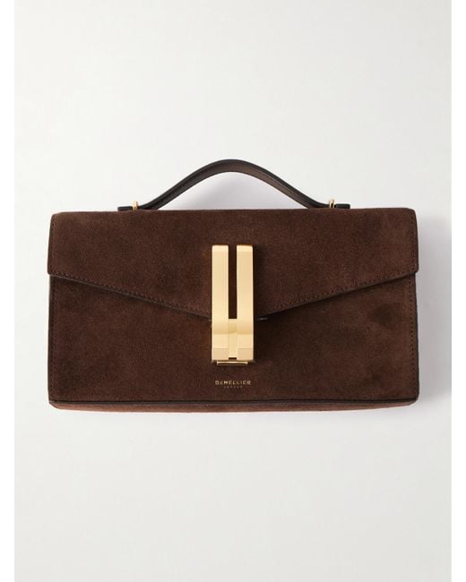 DeMellier London Brown The Vancouver Clutch Aus Veloursleder