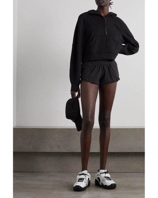 lululemon athletica Black Hotty Hot Low-Rise Mesh-Paneled Stretch Recycled-Swift Shorts