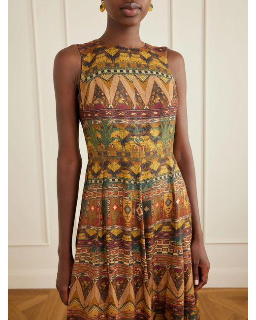 Emporio Sirenuse Natural Clodette Desert Printed Woven Silk-Blend Maxi Dress