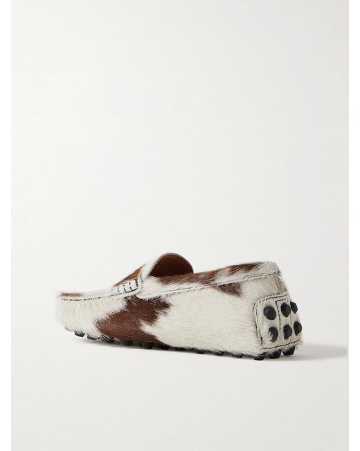 Tod's Natural Gommino Macro Printed Calf Hair Loafers