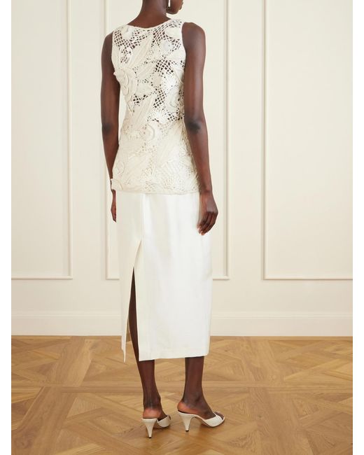 Heirlome Natural Embroidered Cashmere And Silk-Blend Tank Top