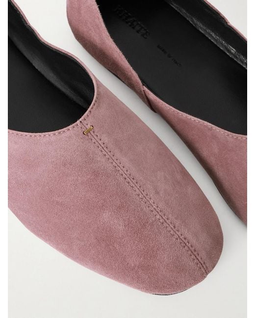Khaite Pink Jane Paneled Suede Flats