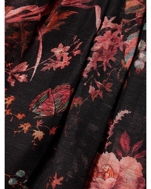 Cara Cara Red Phoebe Floral-Print Linen And Silk-Blend Midi Dress