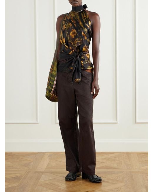 Dries Van Noten Multicolor Floral-Print Silk-Satin Blouse