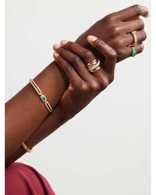 Bague De Petit Doigt En Or 18 Carats (750/1000) Et Émeraudes David Yurman en coloris Gray