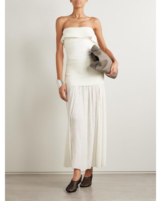 Proenza Schouler White Felicity Strapless Layered Ruched Crepe Top