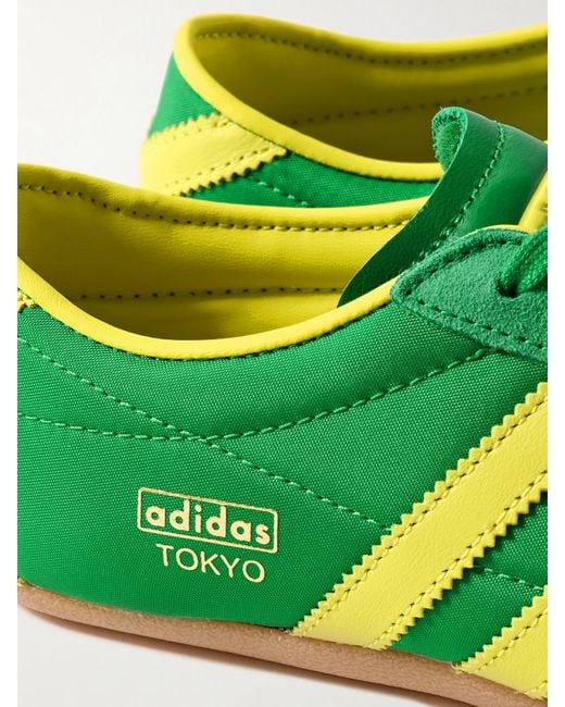Adidas Originals Green Tokyo Leather And Suede-Trimmed Mesh Sneakers