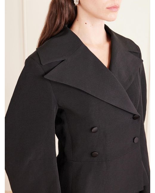 LIBEROWE Black Jiani Double-Breasted Woven Blazer