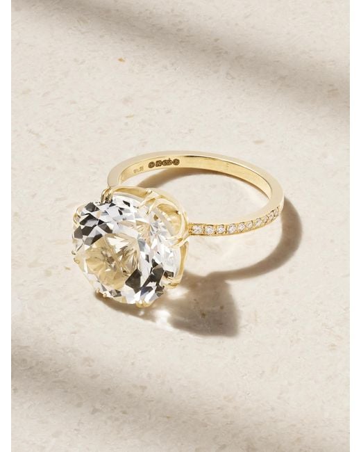 Ileana Makri Natural Solitaire Crown 18-Karat, Topaz And Diamond Ring