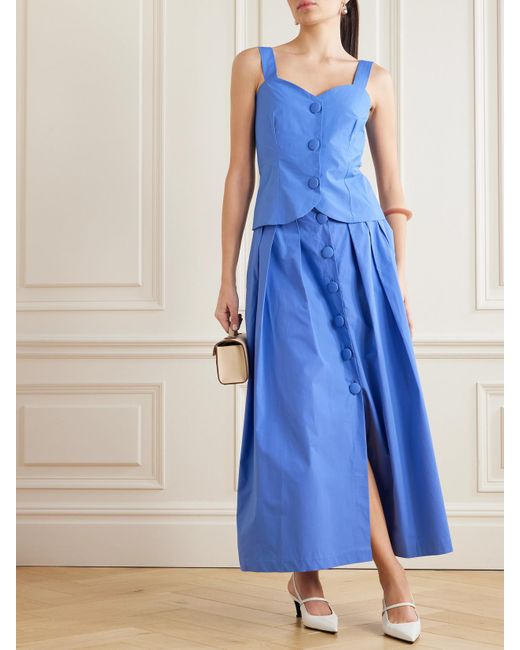 D'Estree Blue Dora Cotton-Poplin Top