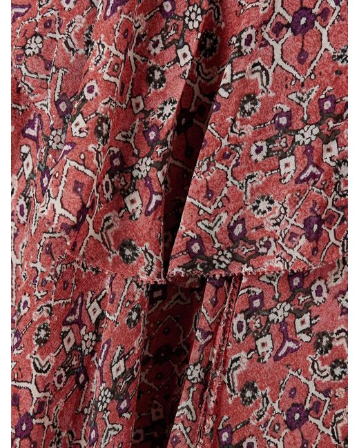 Isabel Marant Red Brigitte Asymmetrischer, Gestufter Rock Aus Bedrucktem Georgette Mit Volants