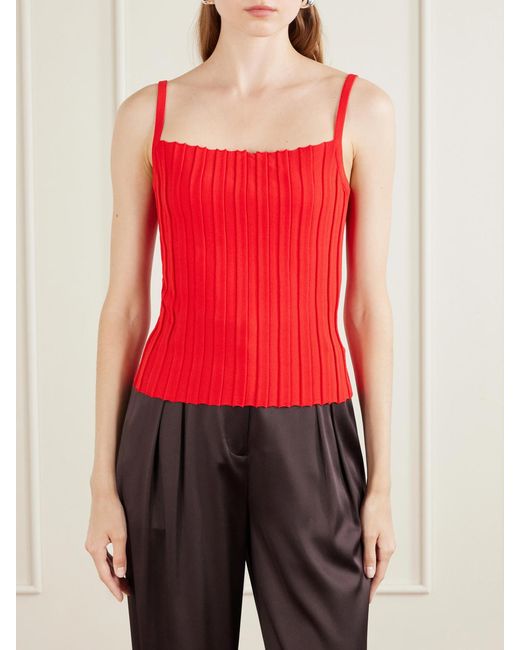 Staud Red Skye Ribbed Jersey Tank