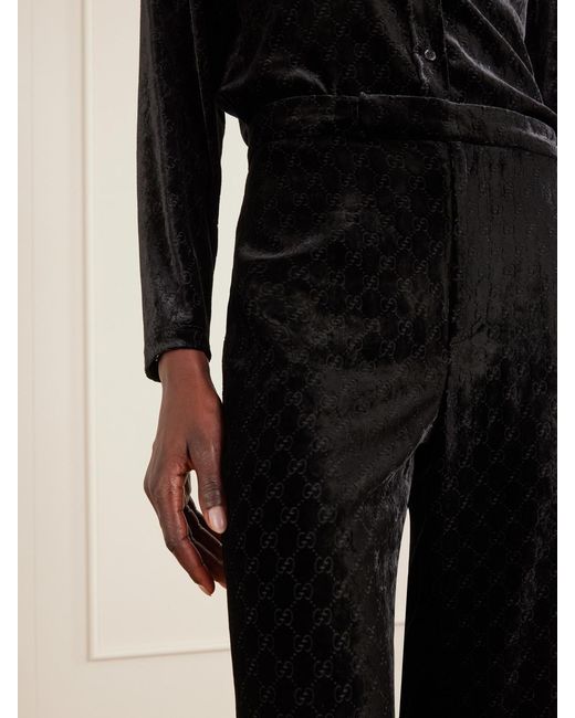 Gucci Black Devoré-Velvet Pants