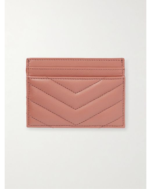 Saint Laurent Pink Cassandre Kartenetui Aus Matelassé-Leder