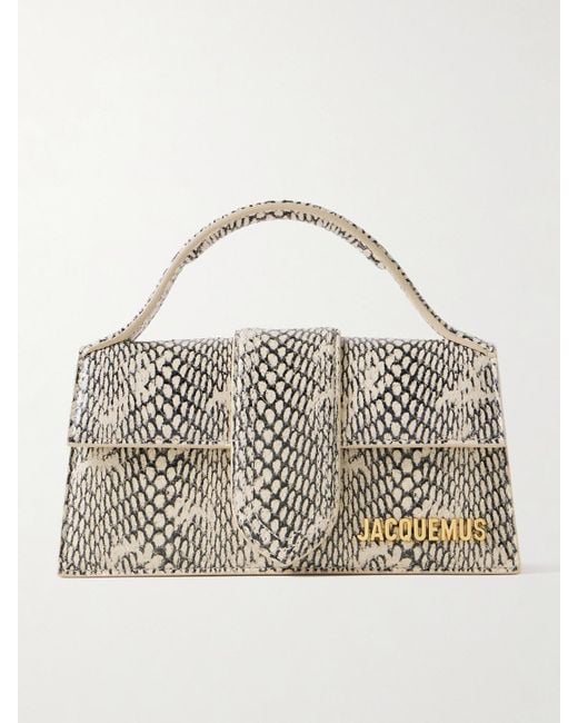 Jacquemus Natural The Bambino Schultertasche Aus Leder Mit Schlangeneffekt