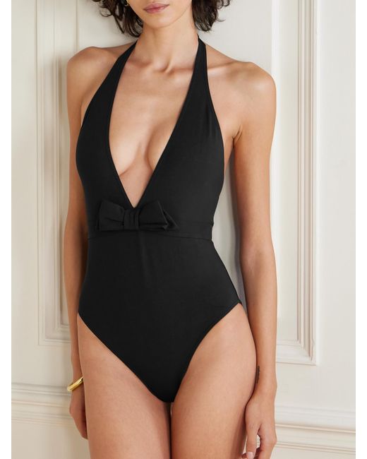 Eres Black Couture Bow-Detailed Halterneck Swimsuit