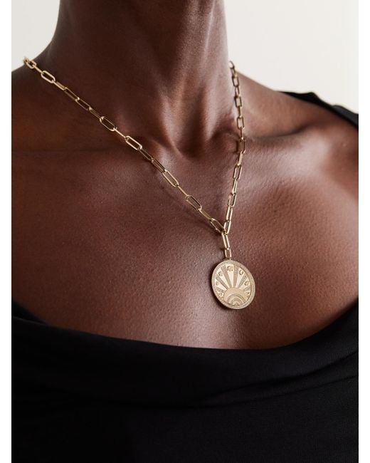 Sydney Evan Natural Evil Eye Luck Coin 14-Karat Diamond Necklace