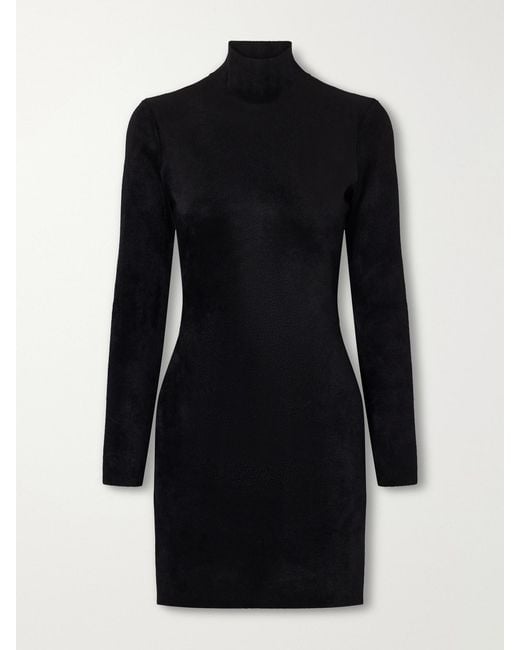 Alaïa Black Turtleneck Velvet Mini Dress
