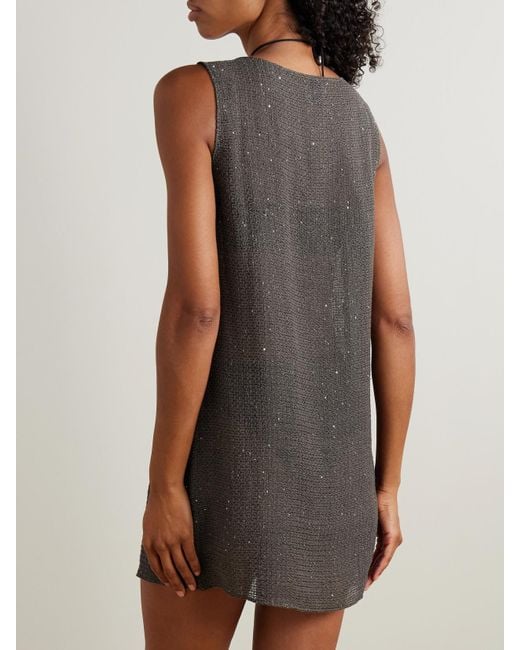 Leset Gray Stella Sequined Linen-Blend Mini Dress