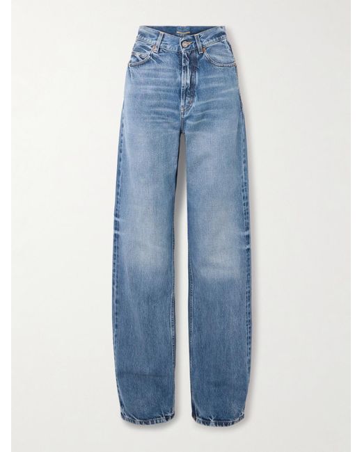 Saint Laurent Blue High-Rise Wide-Leg Jeans