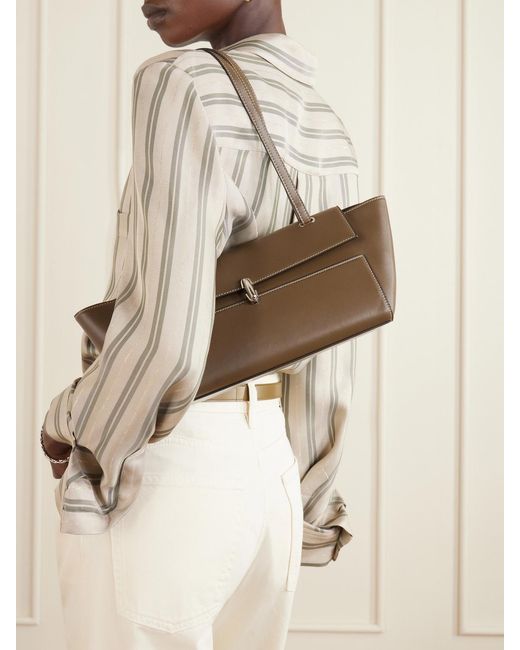 SAVETTE Natural Symmetry Trapeze Leather Shoulder Bag