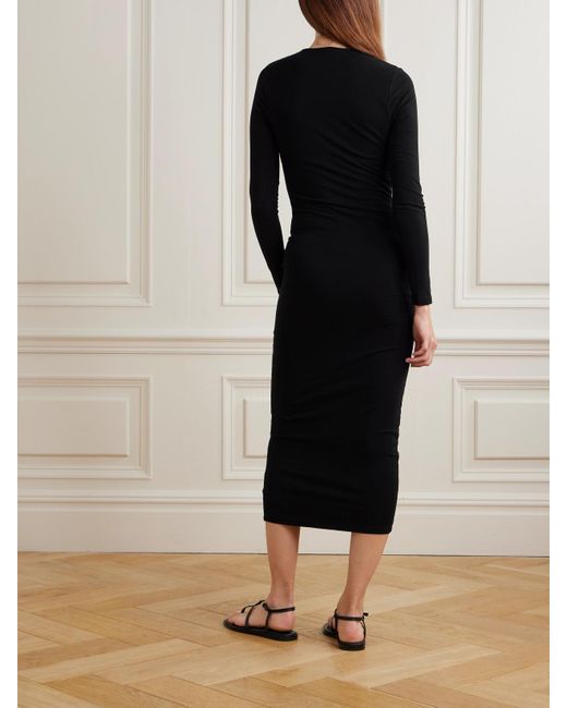 James Perse Black Cotton-Blend Jersey Midi Dress