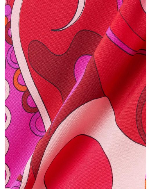 Emilio Pucci Red Hemd Aus Bedrucktem, Glänzendem Jersey