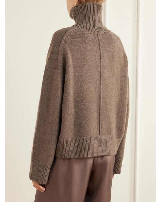 Loulou de Saison Brown Jonah Cropped Cashmere Turtleneck Sweater
