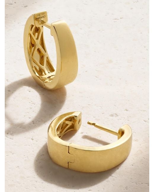 Anita Ko Natural Small Meryl 18-Karat Hoop Earrings