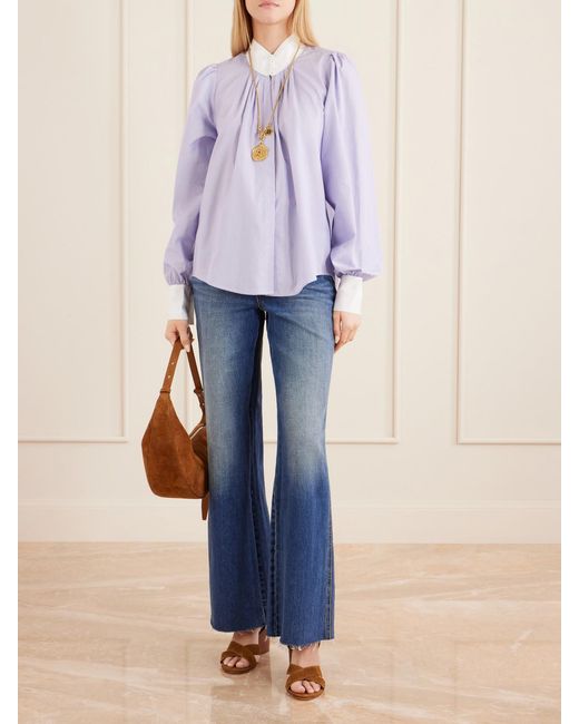 Maison Mayle Purple Val D'Isere Striped Cotton Blouse