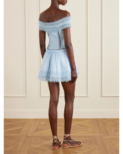 Charo Ruiz Blue Eliane Cotton-Blend Mini Dress