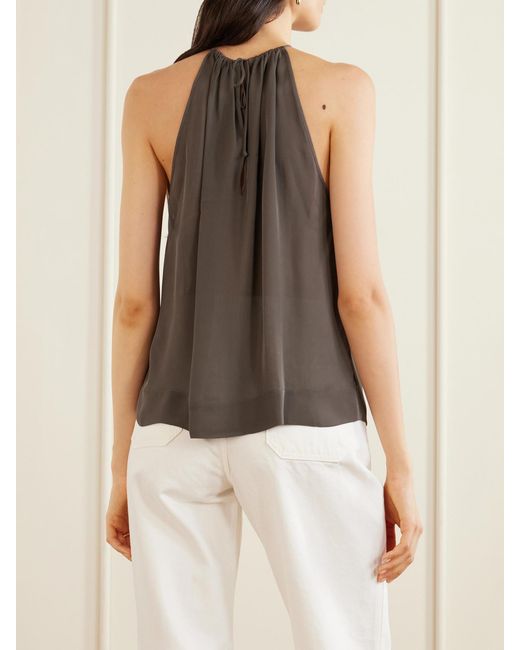 Nili Lotan Gray Nikki Silk Halterneck Tank