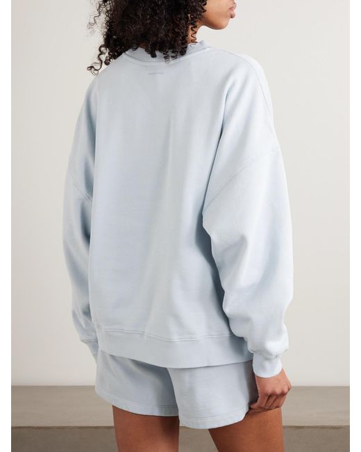 Anine Bing Blue Miles Oversized Appliquéd Cotton-Jersey Sweatshirt