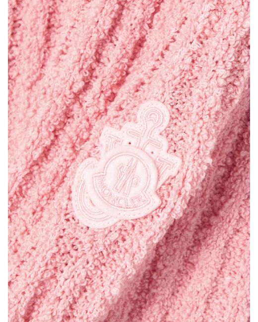 Moncler Genius Pink Jw Anderson Appliquéd Ribbed Cotton-Blend Bouclé Sweater