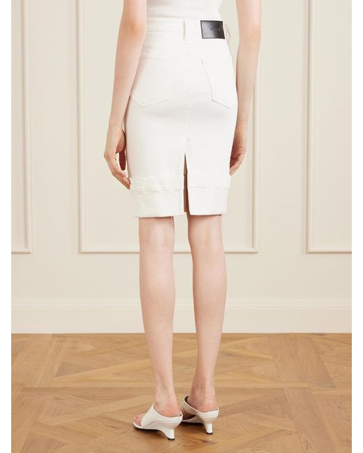 Khaite White Kendra Denim Midi Skirt