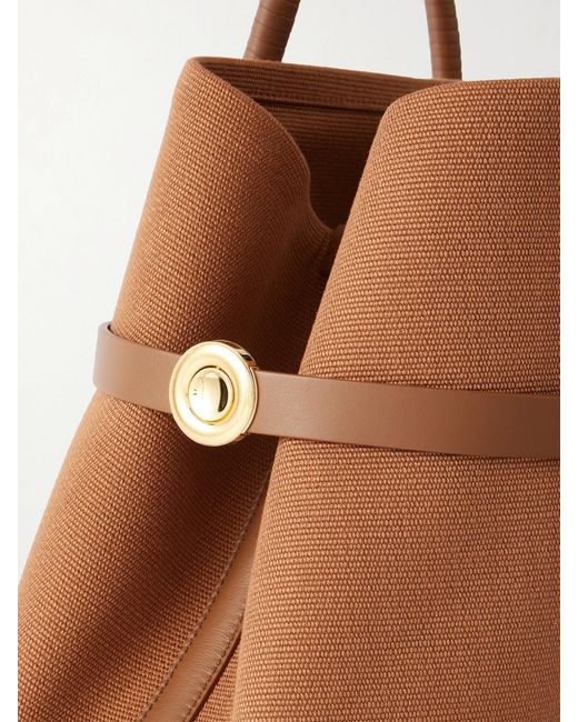 Loro Piana Brown Ghiera Large Leather-Trimmed Canvas Tote
