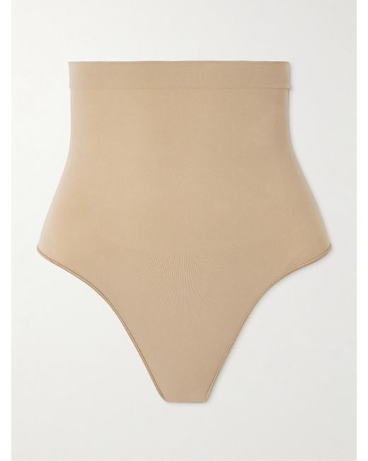 Skims Natural Seamless Sculpt High-Waisted Thong – Clay – Hoch Sitzender String