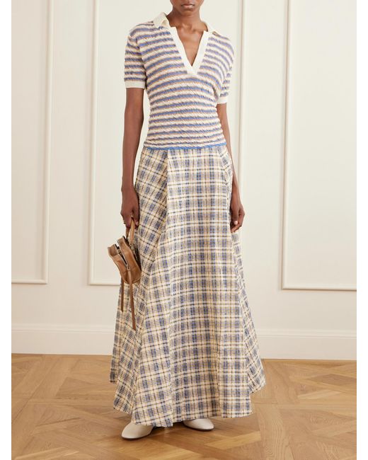 BERNADETTE Natural Ophelia Striped Wool Polo Shirt