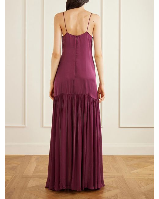 Anine Bing Purple Clementine Silk-Blend Voile Maxi Dress