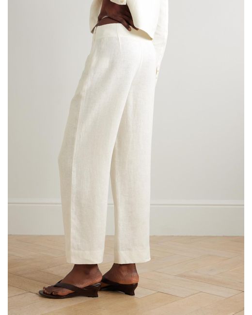 Posse White Noelle Linen Straight-Leg Pants