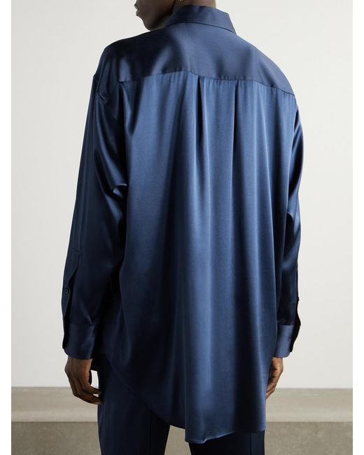 Tom Ford Blue Oversized Stretch-Silk Satin Shirt