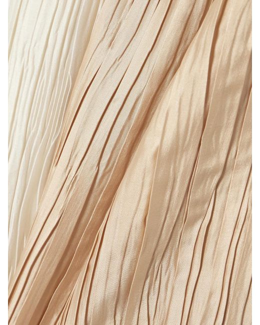 Dima Ayad White Knotted Plissé-Satin Halterneck Maxi Dress