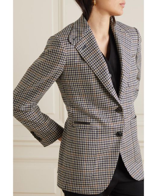 James Purdey & Sons Gray Leather-Trimmed Wool And Cashmere-Blend Tweed Blazer