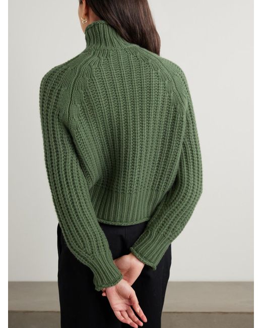 arch4 Green Ellis Ribbed Cashmere Turtleneck Sweater