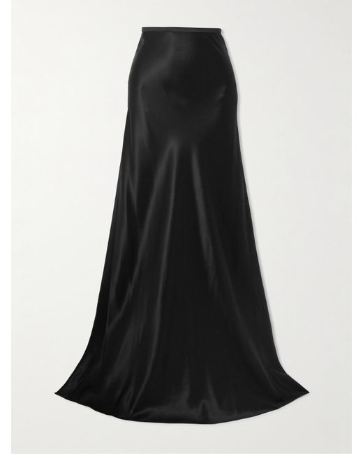 Saint Laurent Black Silk-Satin Maxi Skirt
