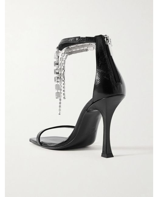 Jimmy Choo White Verity 100 Crystal-Embellished Leather Sandals