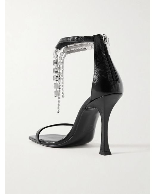 Jimmy Choo White Verity 100 Crystal-Embellished Leather Sandals