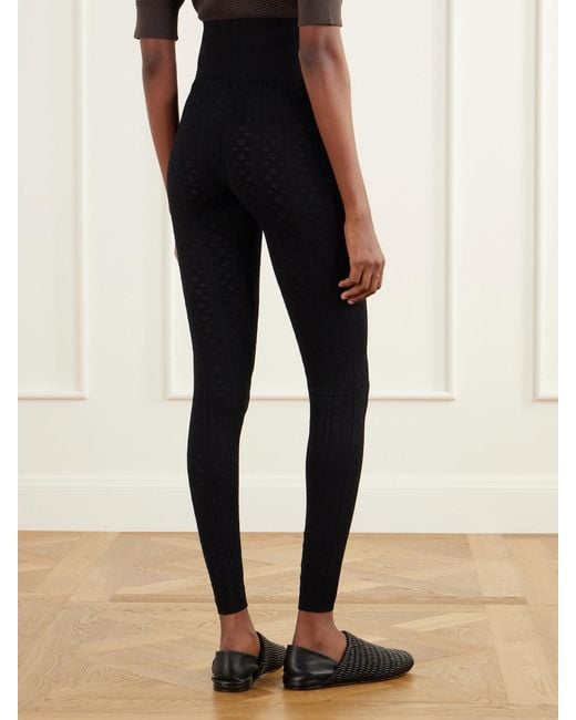 J.W. Anderson Blue Pointelle-Knit Stretch-Jersey Leggings