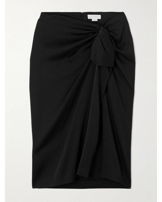 Stella McCartney Black Wrap-Effect Draped Satin Midi Skirt